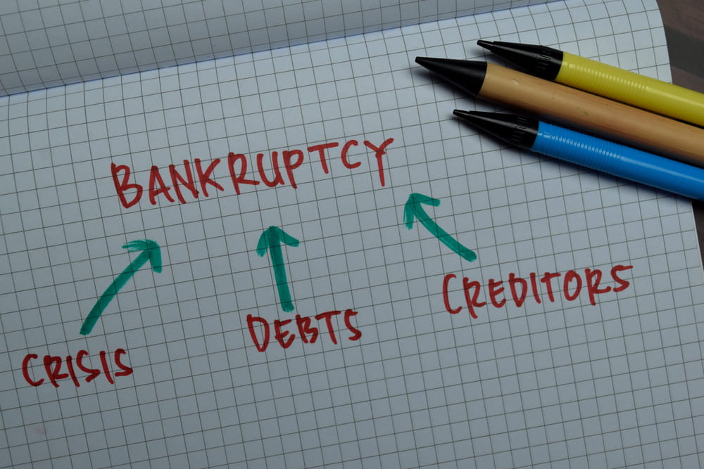 Bankruptcy concept showing debts and creditors representing financial challenges for self-employed individuals in Florida
